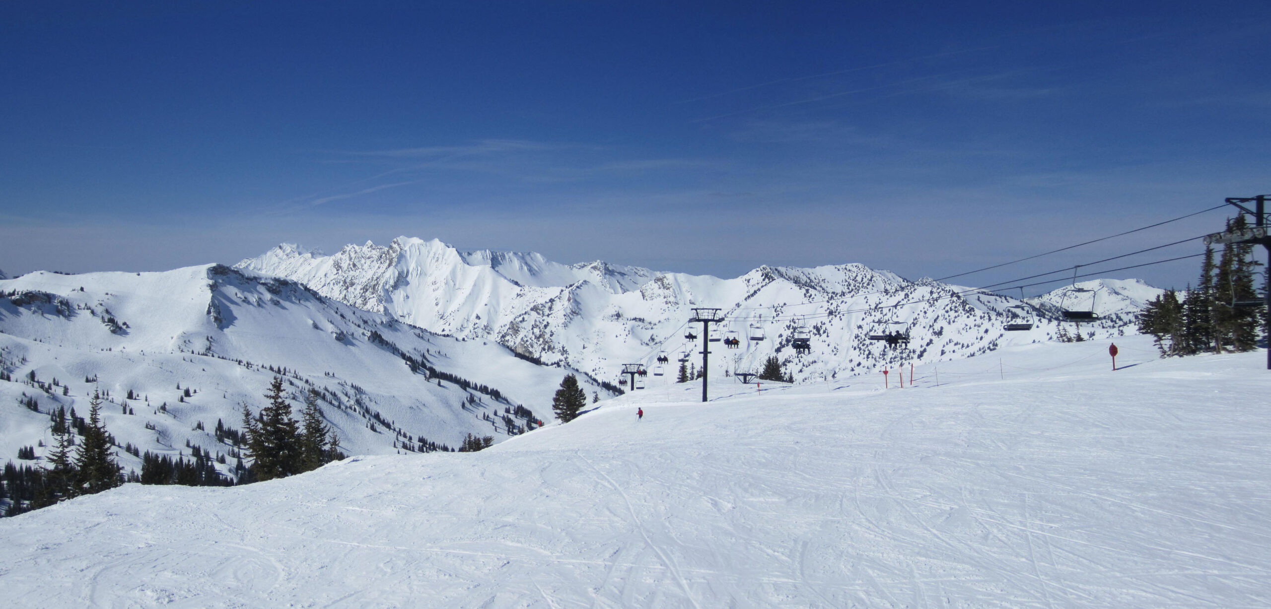 Panoramic view of Alta ski area in Little Cottonwood Canyon, Utah