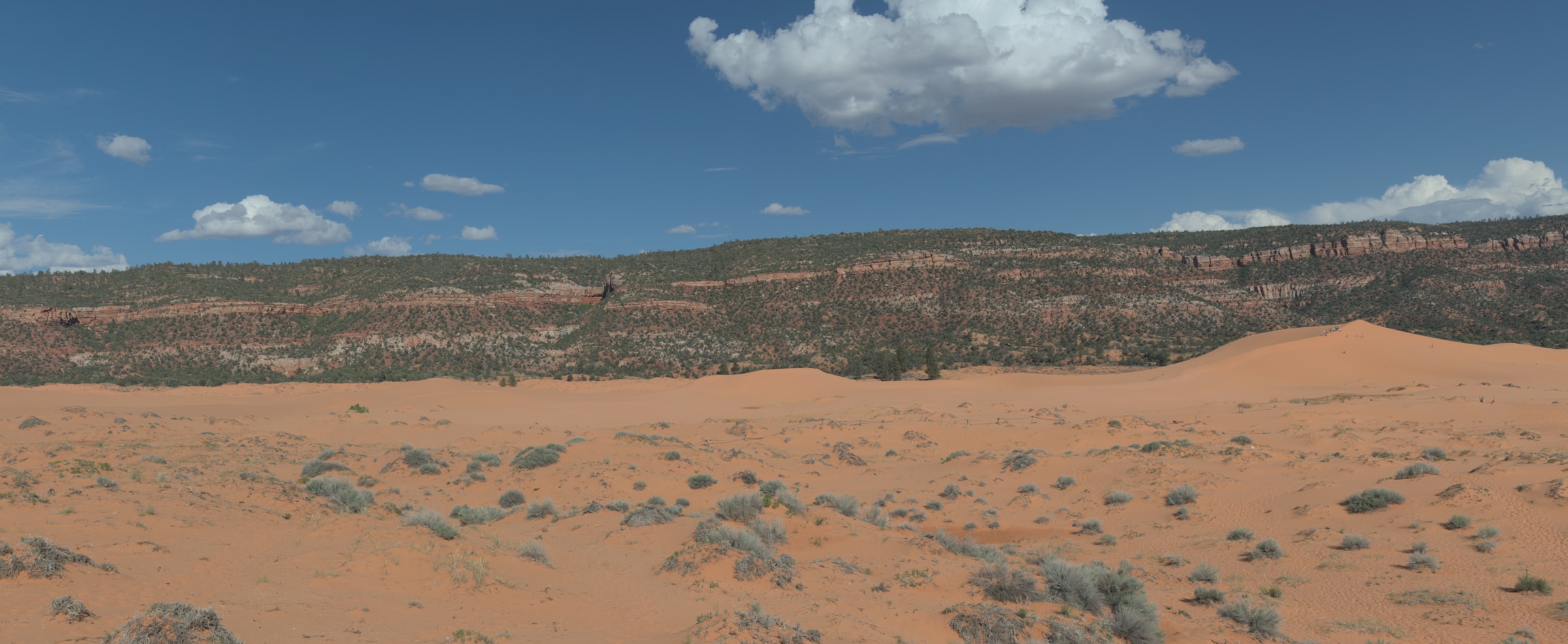 Red rock cliffs overlooking the small desert town of Kanab, Utah at the base of the Grand Staircase