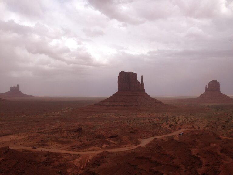 The Mittens and Castle Rock buttes in Monument Valley, Utah