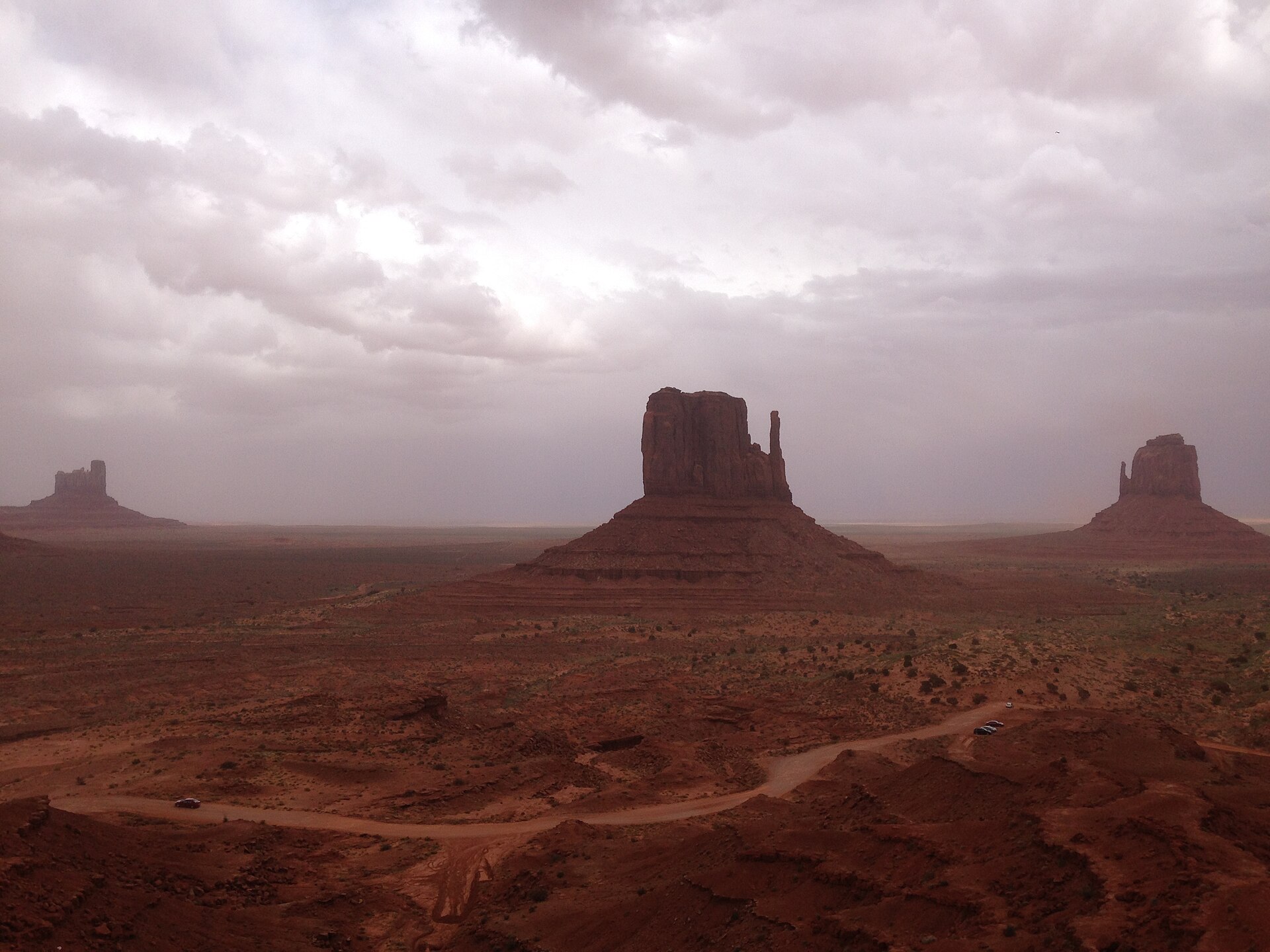 The Mittens and Castle Rock buttes in Monument Valley, Utah
