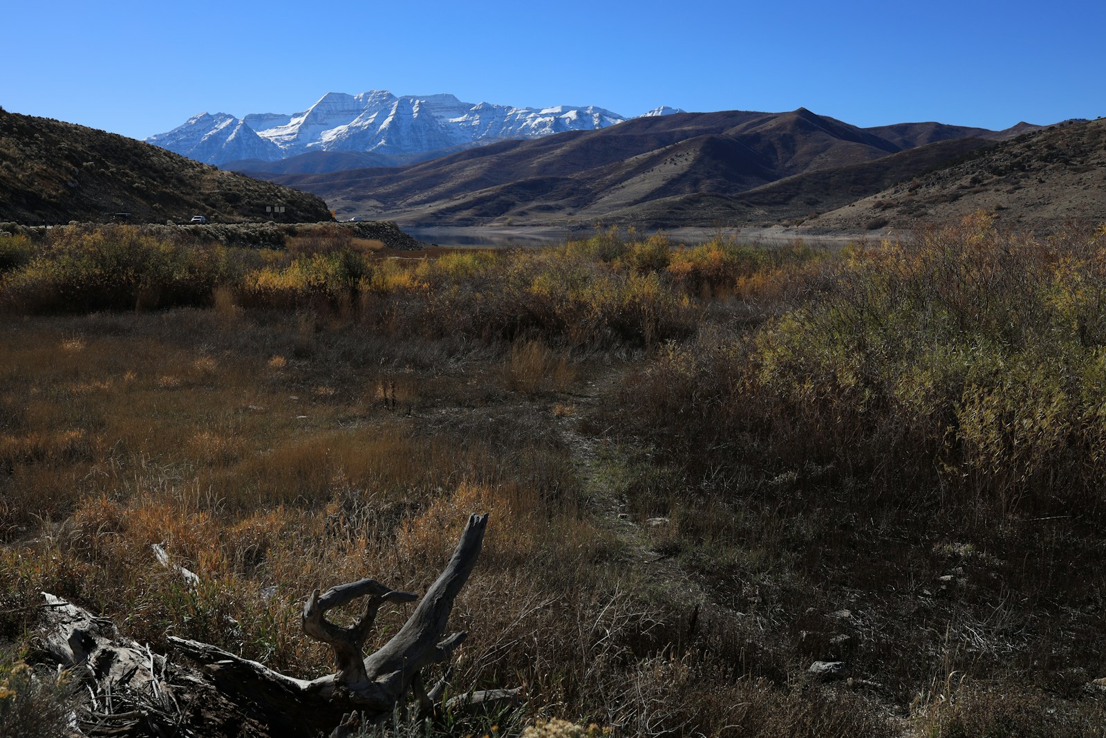 Snowy Mount Timpanogos ridgeline above Utah Valley in Utah County