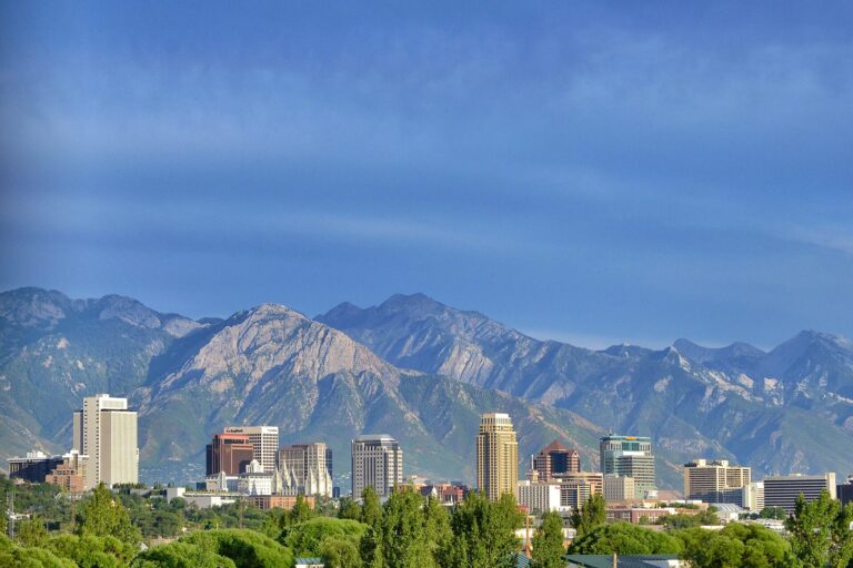 Salt Lake City skyline with the Wasatch Mountains, Utah