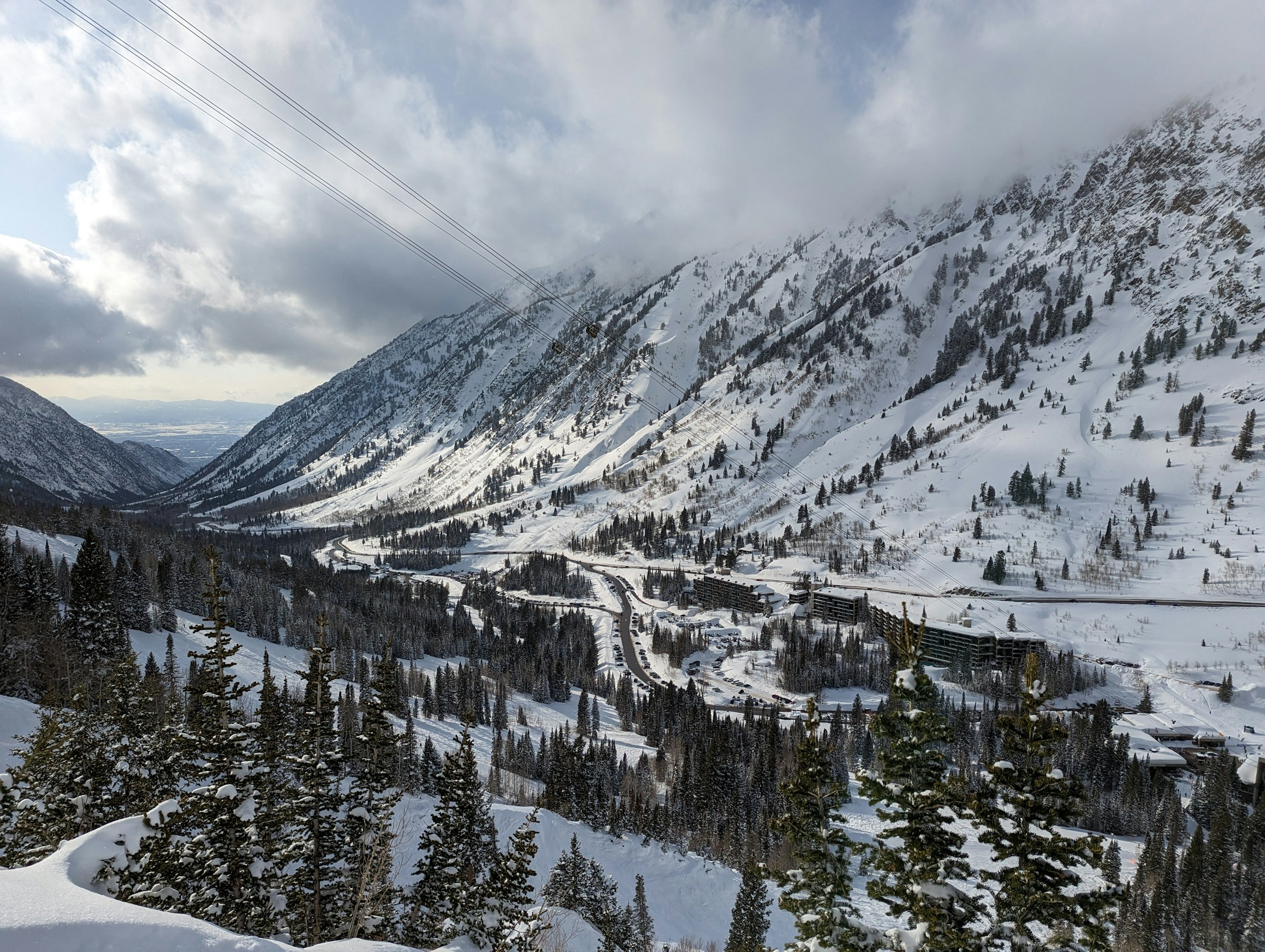View from the top of Snowbird resort in Little Cottonwood Canyon, Utah