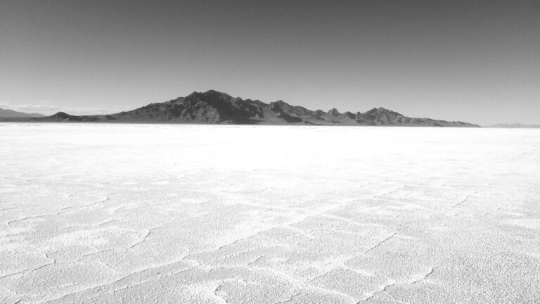 The white expanse of the Bonneville Salt Flats in Utah's West Desert